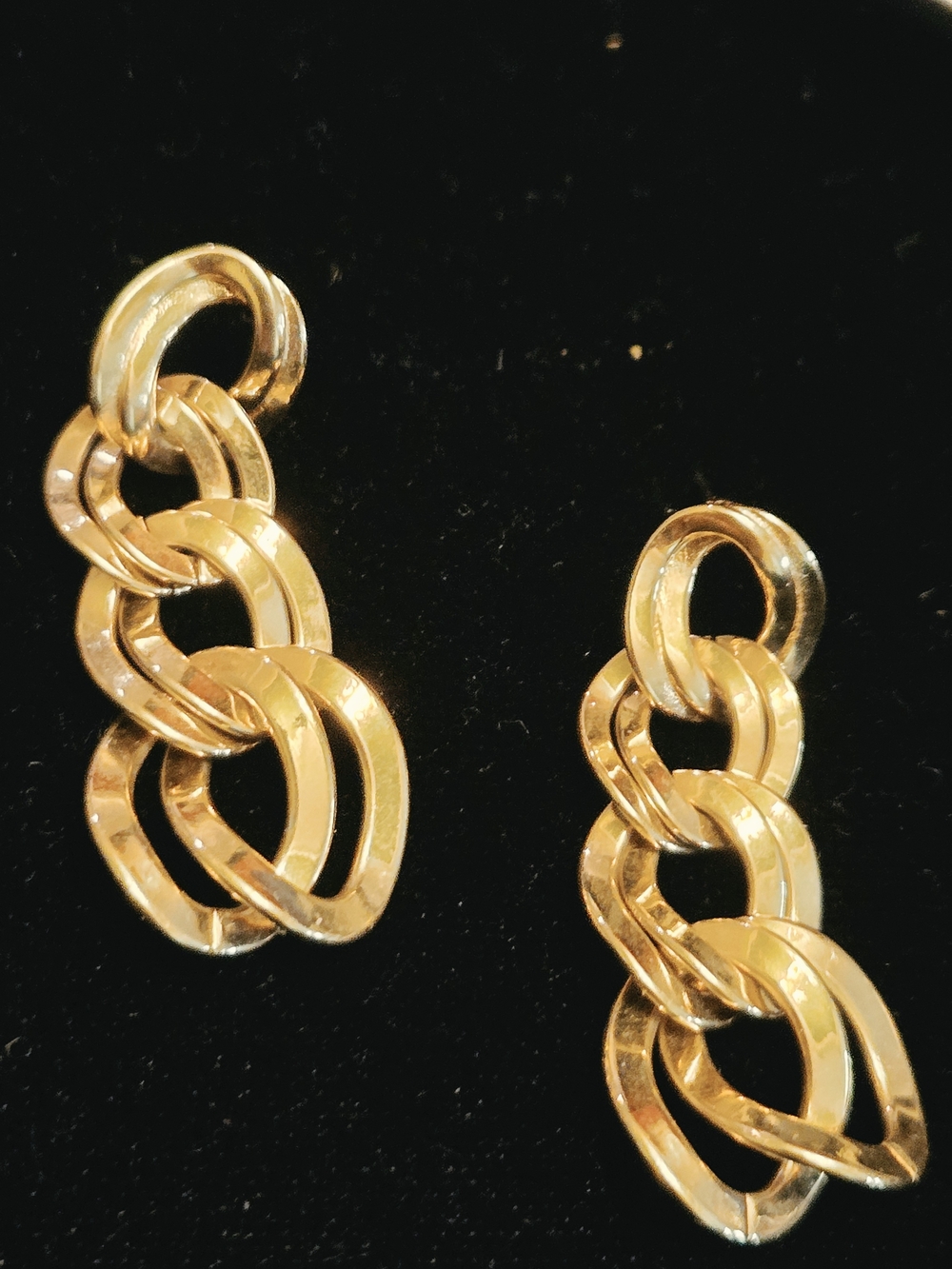 Vintage Monet Gold Link Drop Earrings - Elegant Women’s Jewelry